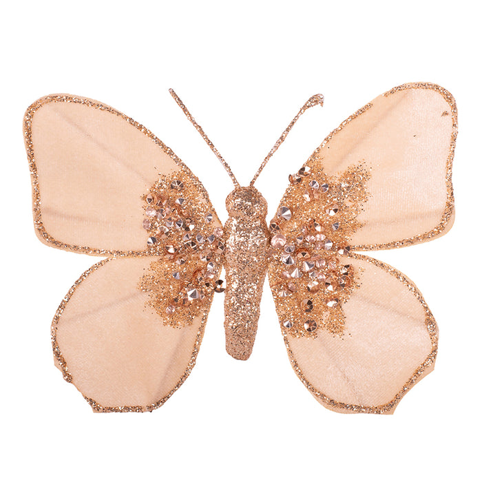 Champagne Butterfly with Clip 11x13cm