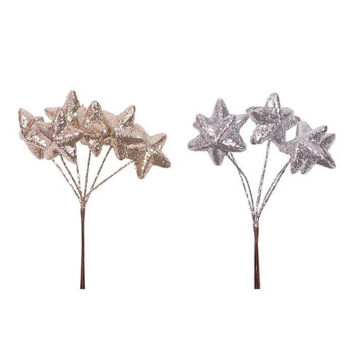 2A SILVER & CHAMPAGNE STAR BUNCH 6CM