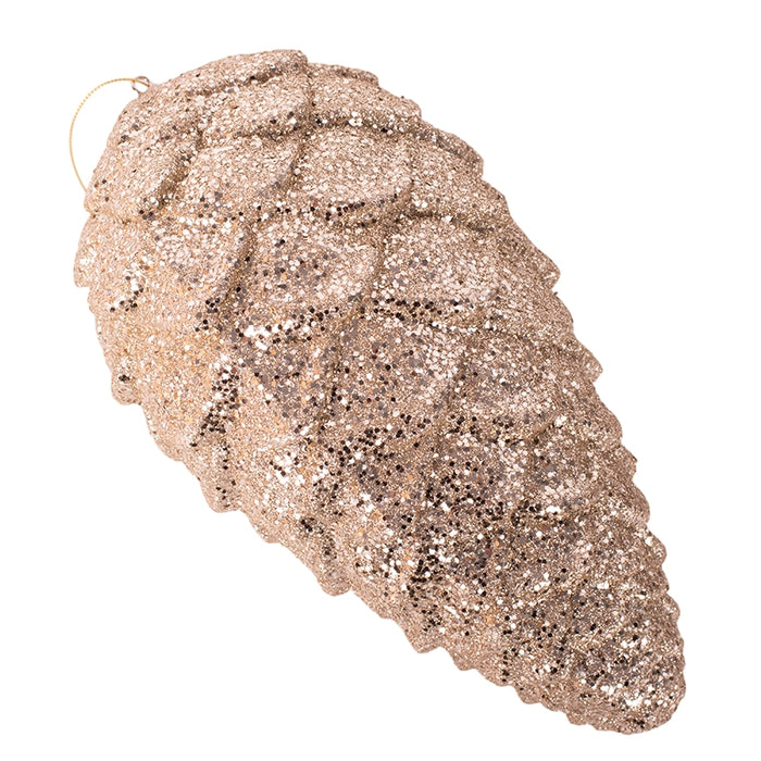 Champagne Glitter Pinecone Polyfoam Hanging Ornament 28cm