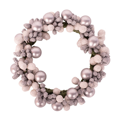 Silver and White Mini Candle Wreath 10cm