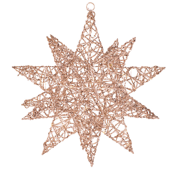 Wire and Glitter Celestial Star with Lights 50cm 