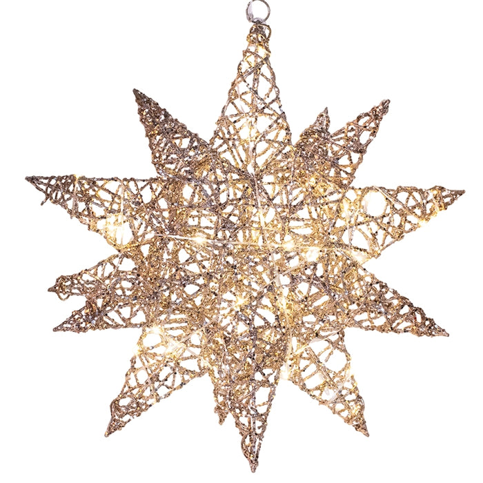 Wire and Glitter Celestial Star with Lights 50cm 