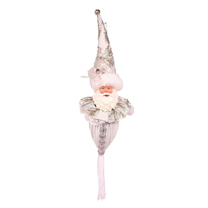 SILVER HANGING SANTA W/TASSEL 30CM