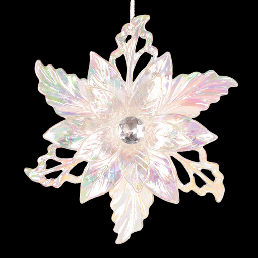 Iridescent Clear Poinsettia Acrylic Tree Ornament 11.7x13.4cm