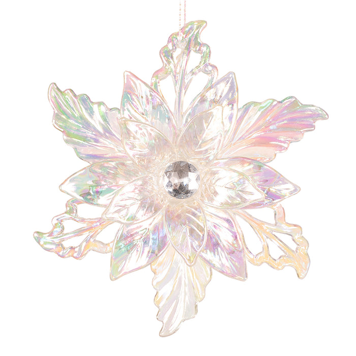 Iridescent Clear Poinsettia Acrylic Tree Ornament 11.7x13.4cm