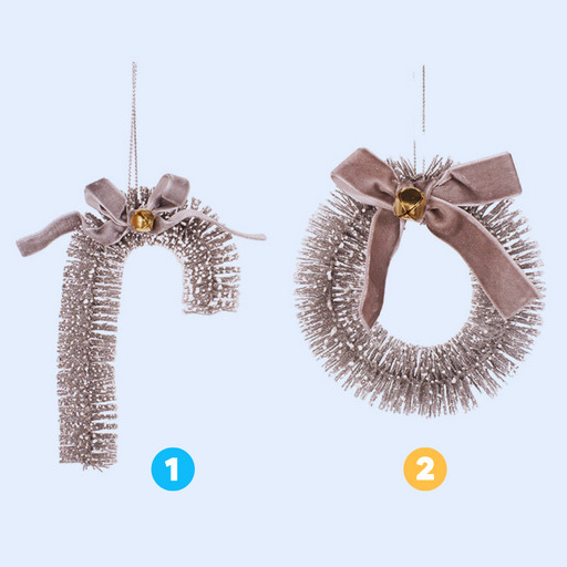 2A Silver Sisal Wreath and Cane Tree Ornament 12x4cm/8.5x10cm