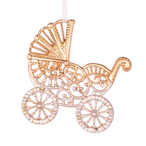 Baby Carriage Gold W/Silver Detail 11Cm