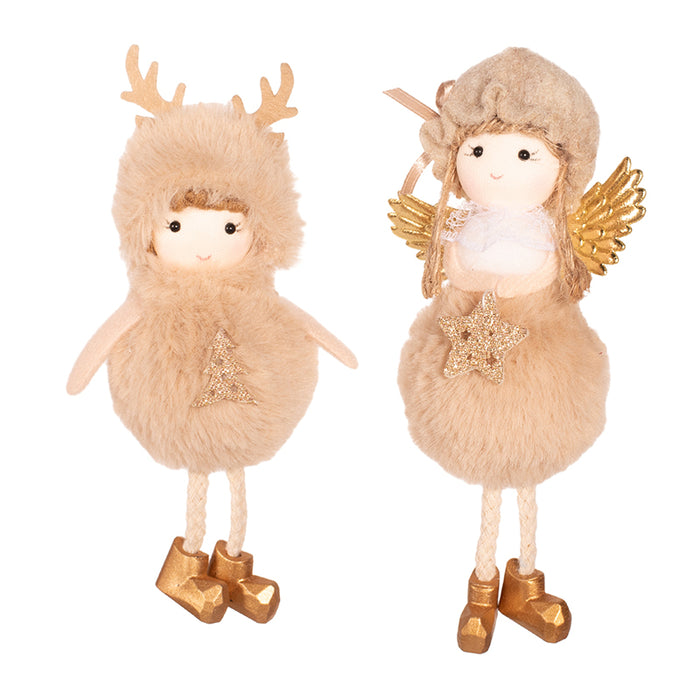 2A Taupe Furry Fairy Angels 15cm