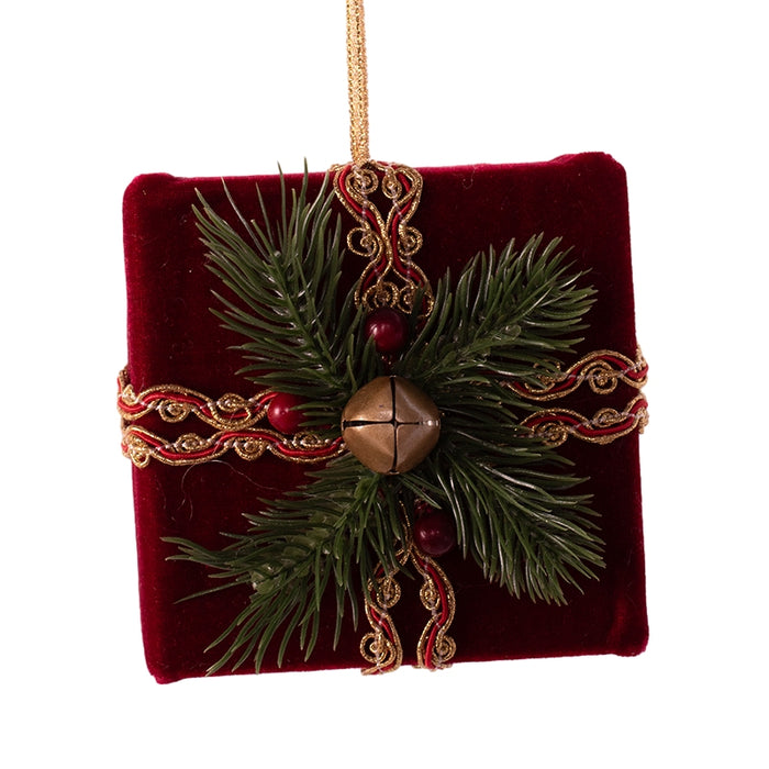 Tree Ornament Verlour Gift Box Hanging Emerald and Burgundy 11x11Xx5.5cm