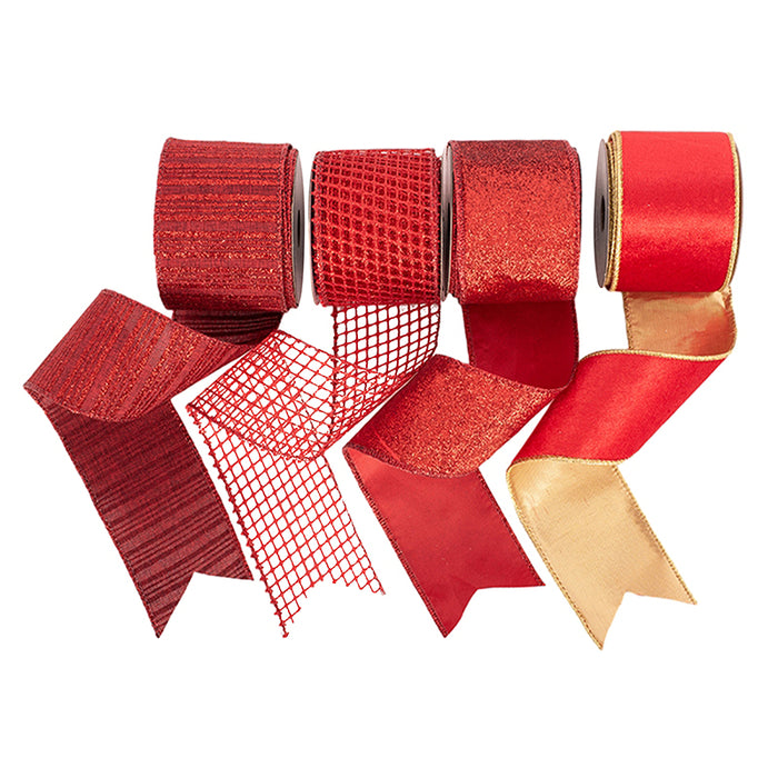 4A Red Christmas Ribbon 6.3cmx500cm In PDQ Tray