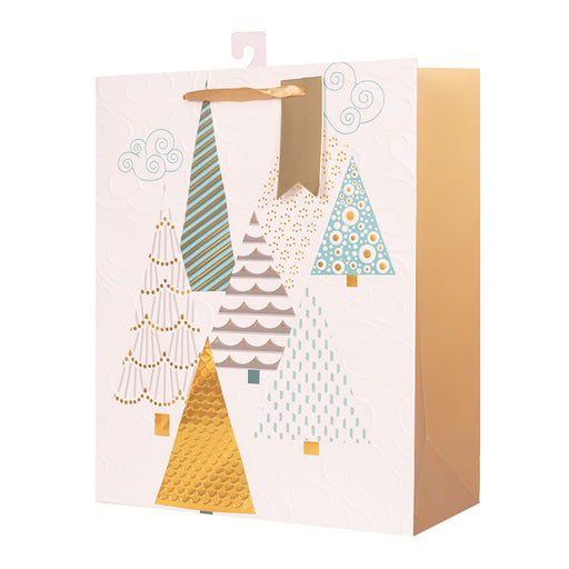 Gift Bag Geometric Christmas Trees Large 26X32X12cm