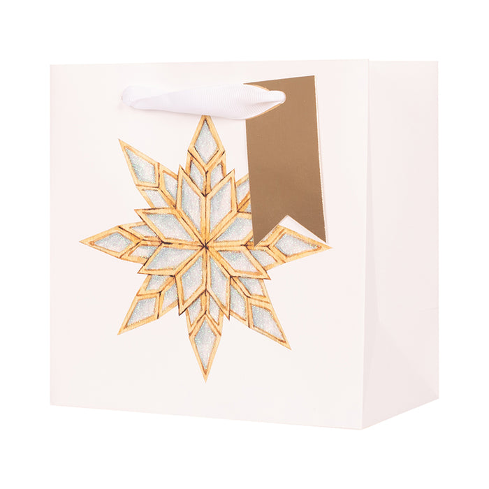 Gift Bag Snowflake Square Small 17.5x10xH17.5cm