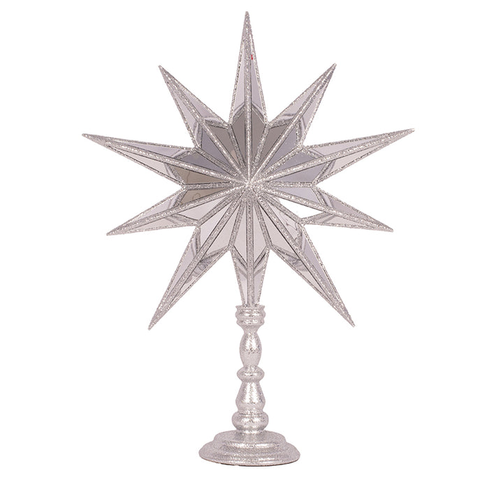 Silver Star Mirror Snowflake Table Top Decoration