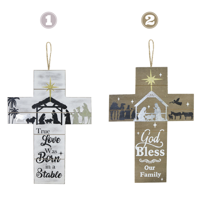 Hanging Cross Sign Asstd 33cm