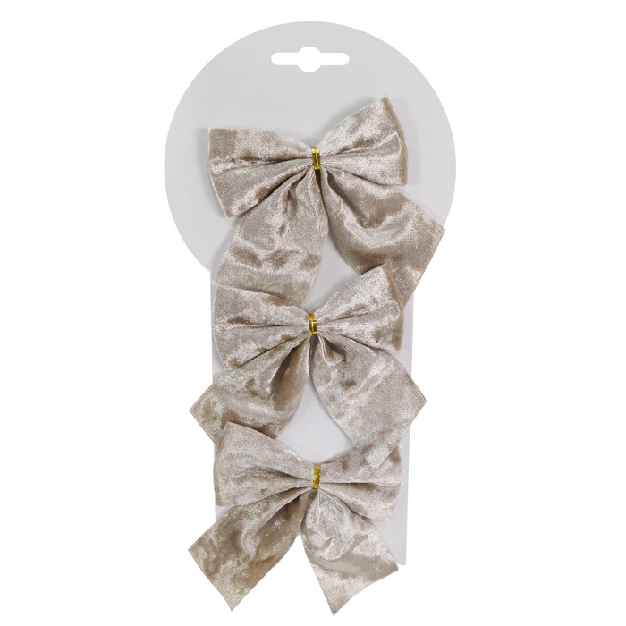 Crushed Velvet Bow Asstd 9x12cm 3pk