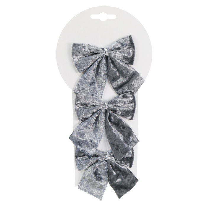 Crushed Velvet Bow Asstd 9x12cm 3pk