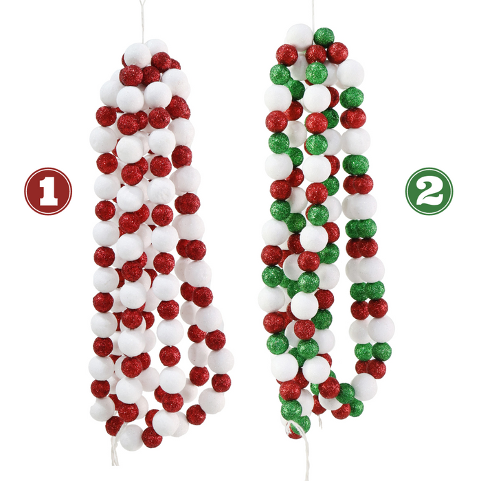 Candy Cane Bead Garland Asstd 240cm