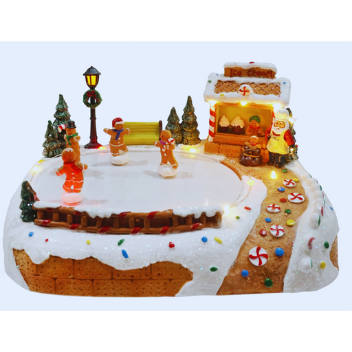 LED Musical Gingerbread Skate Scene