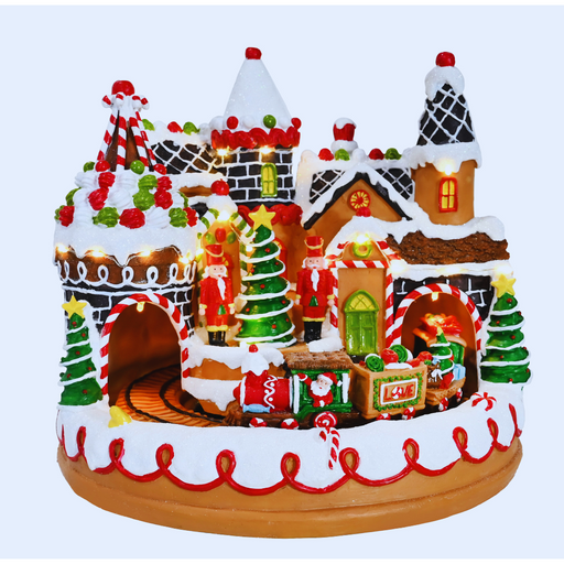 LED Musical Gingerbread Village Rotating USB