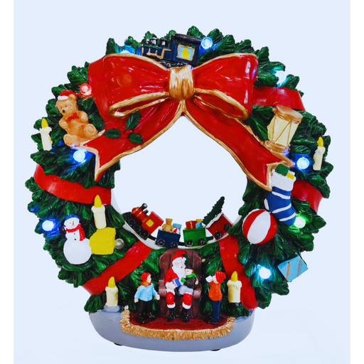 LED Musical Santa Wreath Scene USB