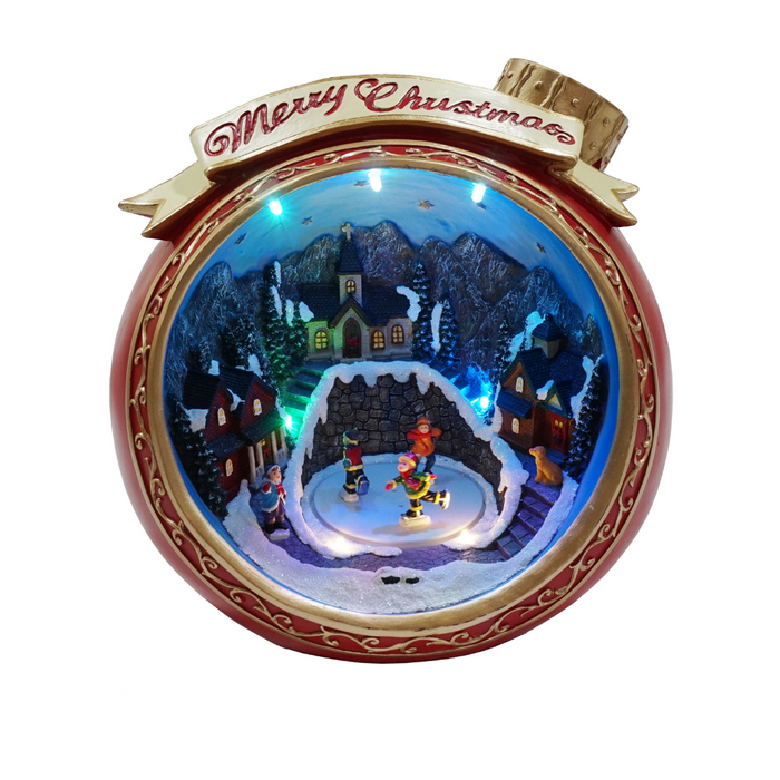 LED Merry Christmas Bauble Skate Scene Col-Change