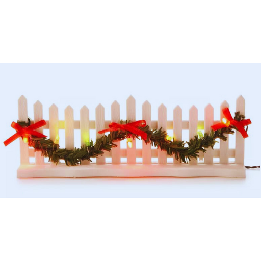 Mini Fence w/Tinsel Garland Asstd 15cm