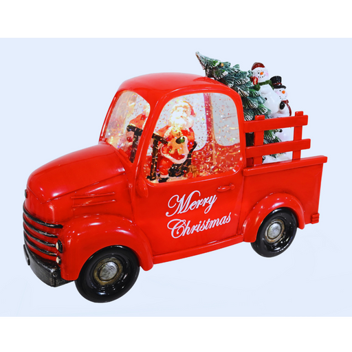 Glitter Swirl Musical Santa Pickup Truck USB