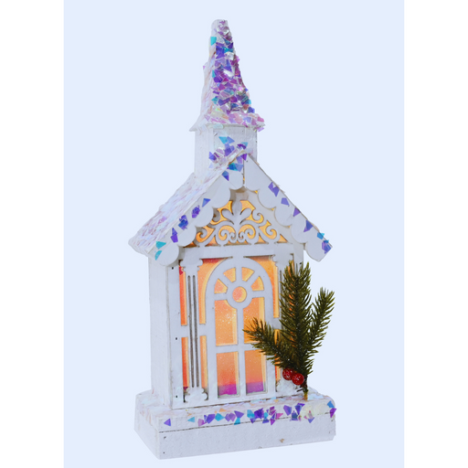 LED White Church Iridescent 36cm