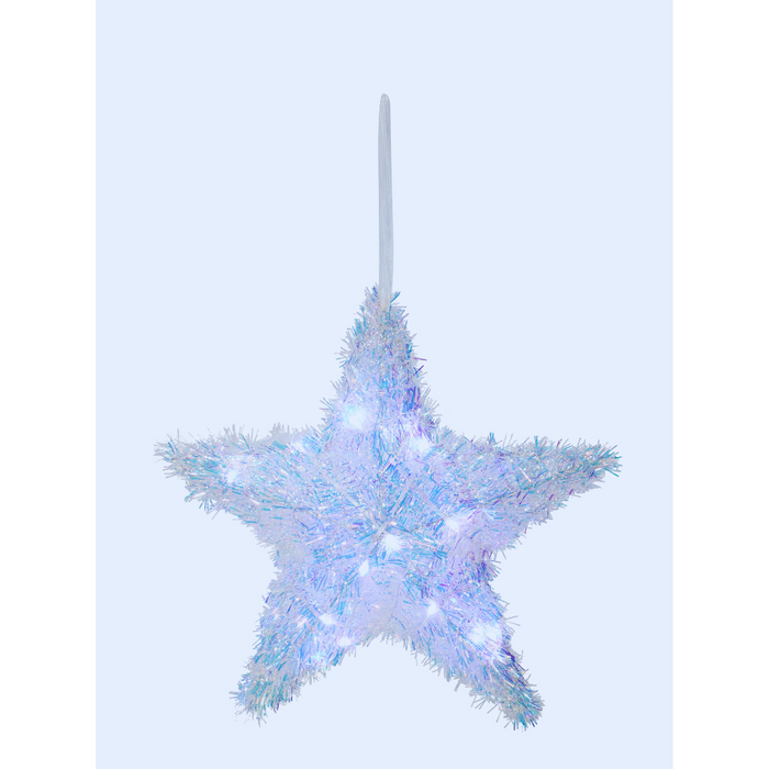 LED Tinsel Star Iridescent Battery Operated 30cm