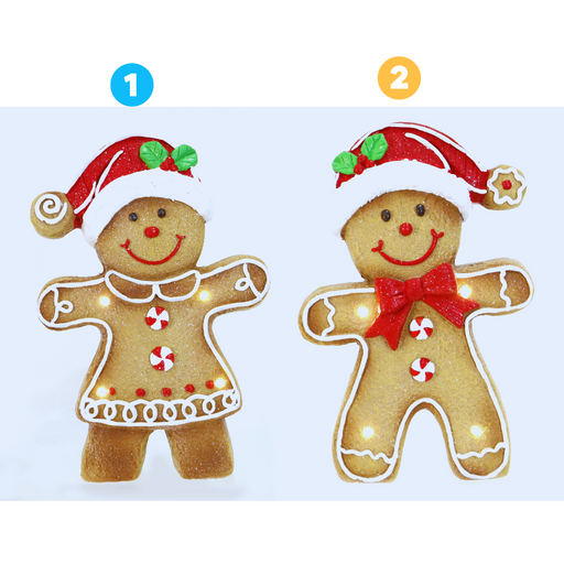 Ceramic Iced Gingerbread Statue LED Timer Battery Operated Asstd