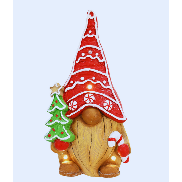 Ceramic Iced Gingerbread Gnome LED Timer Battery Operated