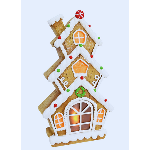 Ceramic Iced Gingerbread House LED Timer Battery Operated