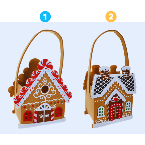 Gingerbread House Treat Basket Felt Asstd