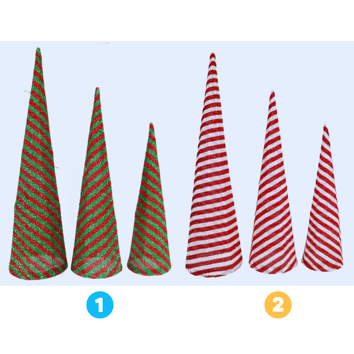 Cone Tree Candycane Set Asstd 3pk