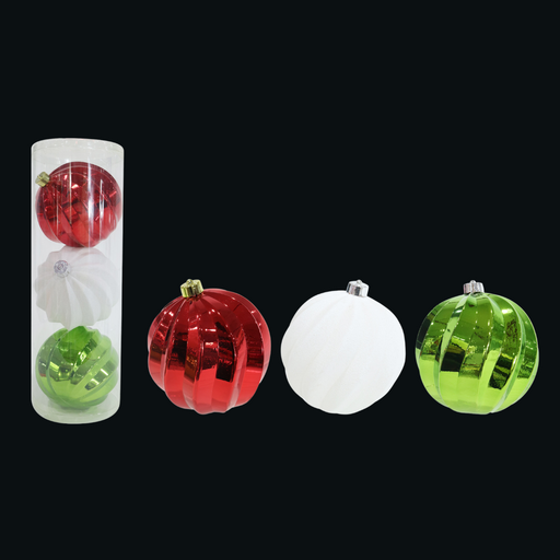 Mean Green Swirl Bauble 15cm 3pk