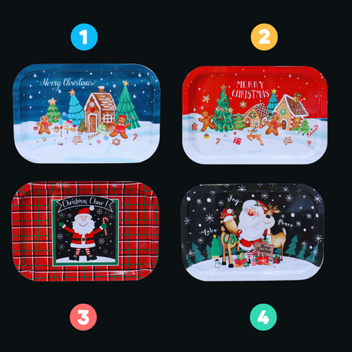 Christmas Metal Rectangular Tray Asstd