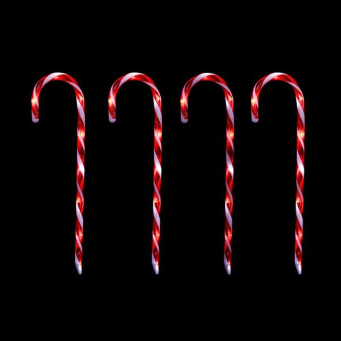 Led Timer Candy Cane Stakes 4Pc 58Cm