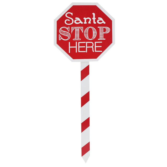 Santa Stop Here Stake Asstd 40cm