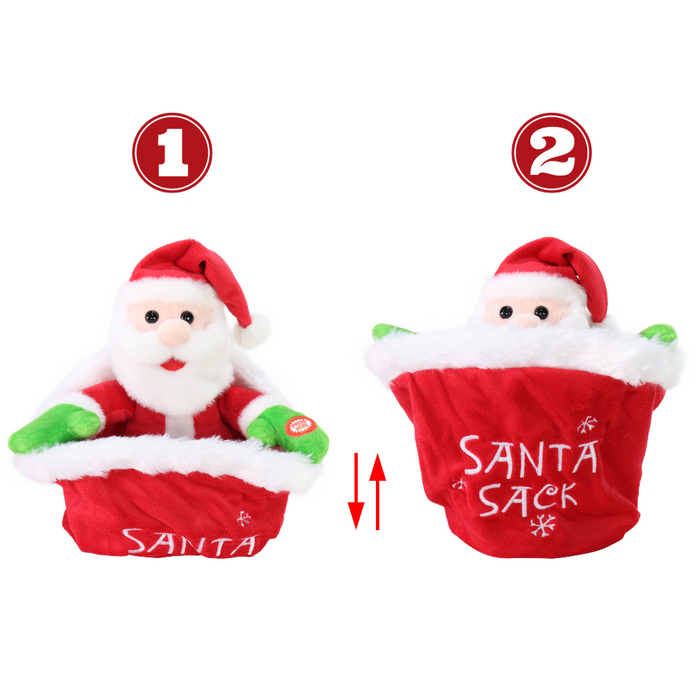 Musical Hide N Seek Santa In Sack 25cm