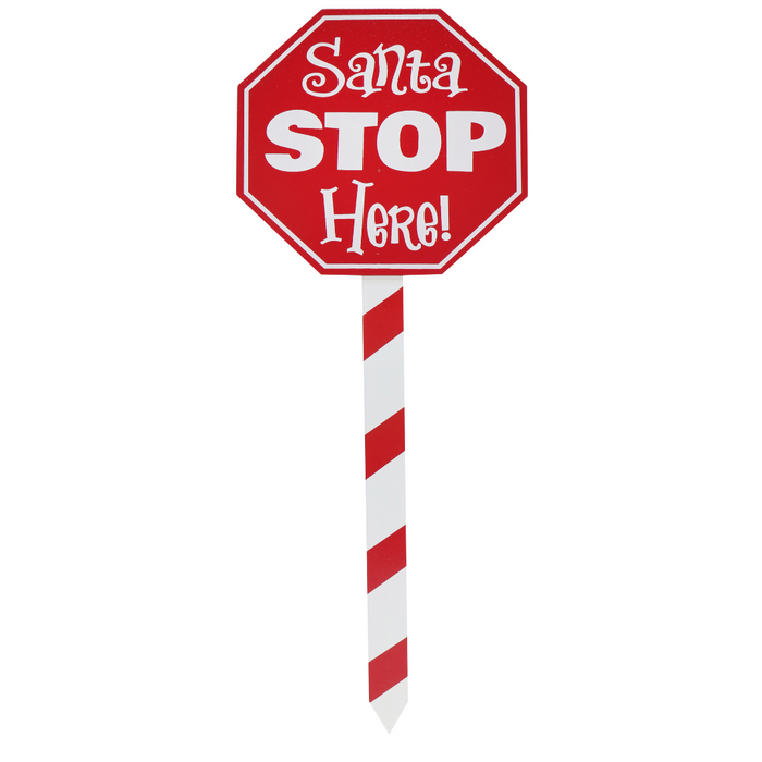 Santa Stop Here Stake Asstd 40cm