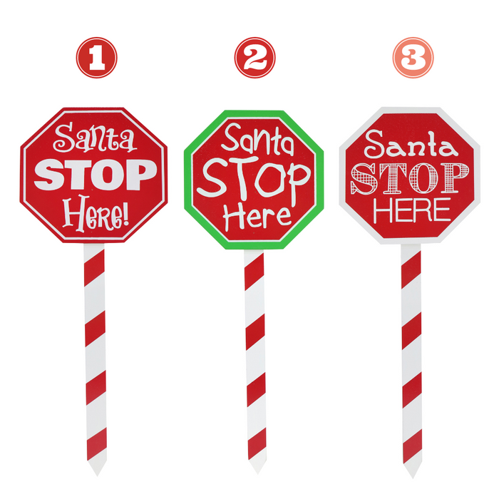 Santa Stop Here Stake Asstd 40cm