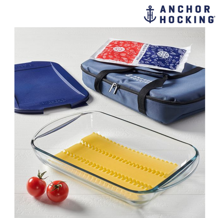 Anchor Hocking Bake-n-Take Hot or Cold Set/4 - Blue