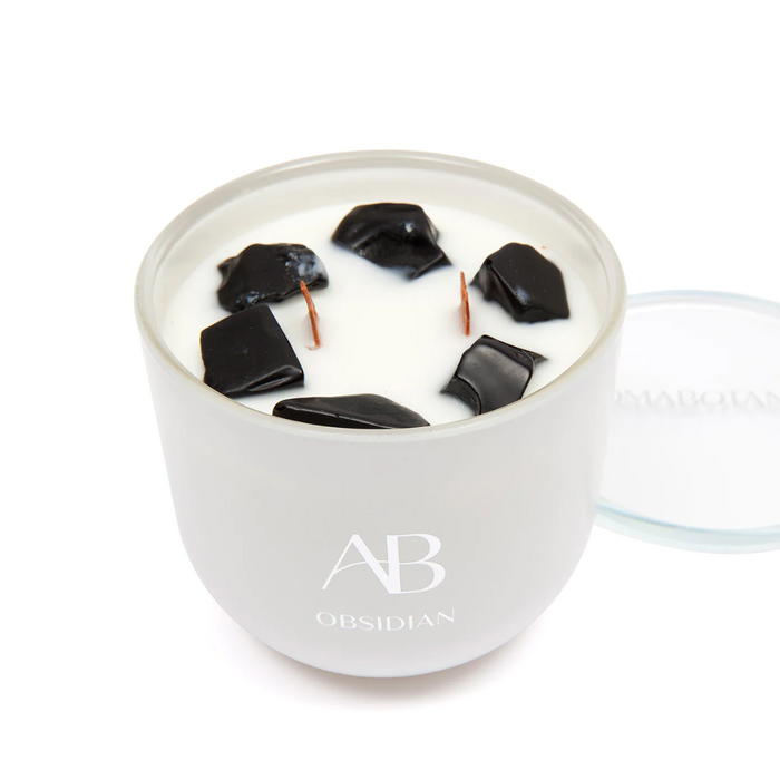 Aromabotanical Crystal Infused Candle 340g - Obsidian