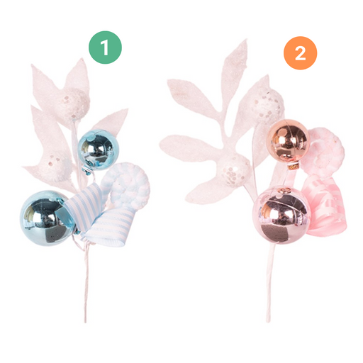 Bauble Mini Bauble Pick Pale Pink, Pale Blue 23Cm 2 Asstd