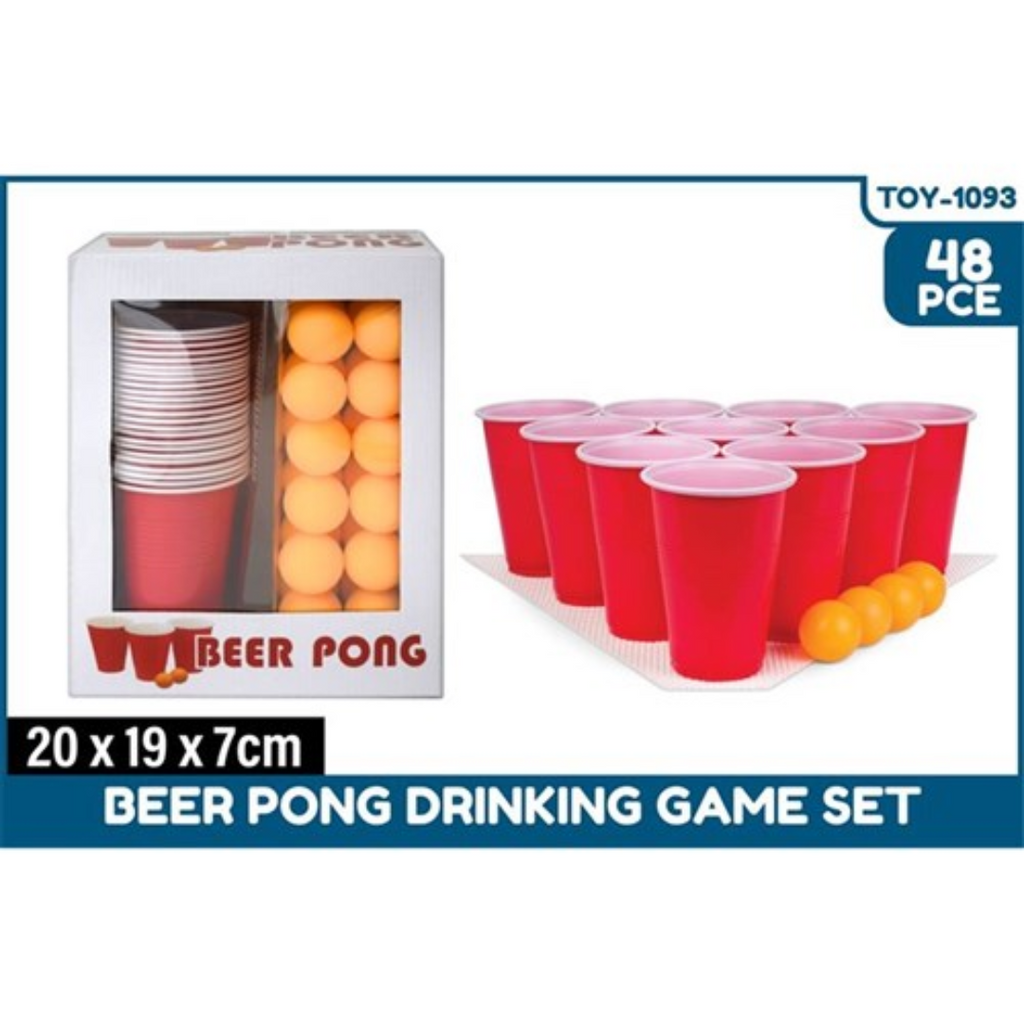 Beer Pong Party Game Set - 22 Red Party Cups - 2 White Balls - BPONG /  WSOBP Official