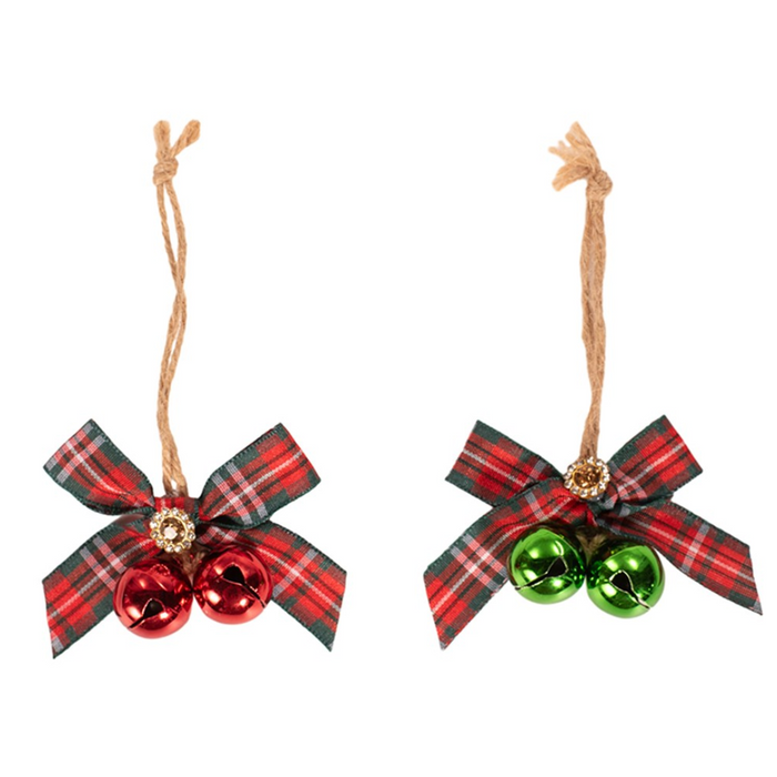 Bows W/Red Green Bells 2 Asstd