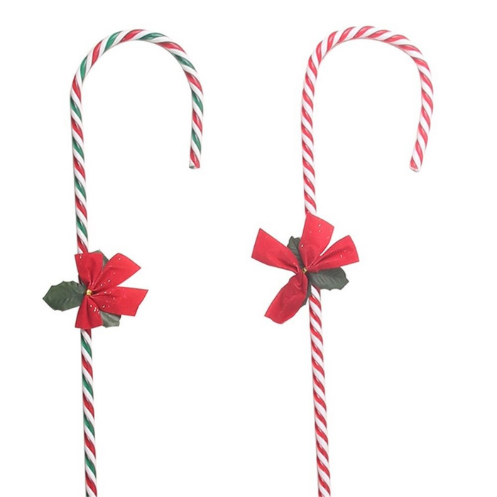 Christmas Candy Cane With Bow 80cm 2 Asstd