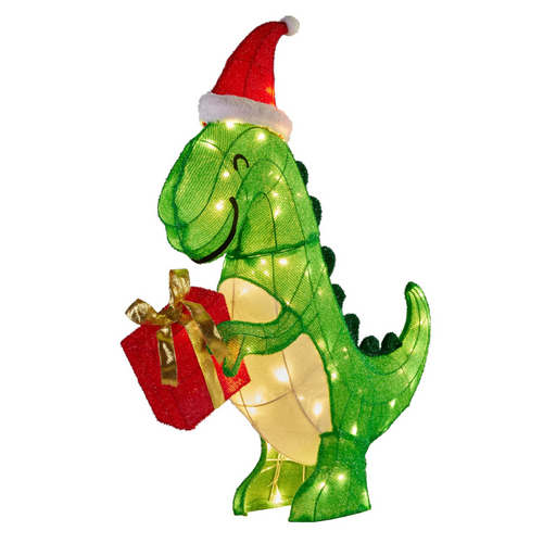 Christmas Dinosaur Display with Lights & Present- Indoor/Outdoor 90cm