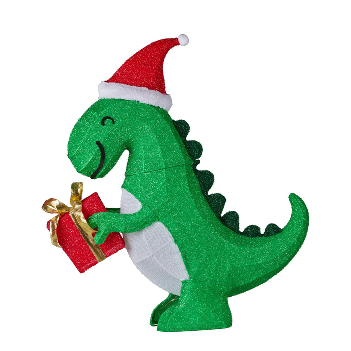 Christmas Dinosaur Display with Lights & Present- Indoor/Outdoor 90cm