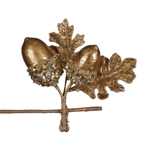 Christmas Flower Gold Acorn Clip On 21cm